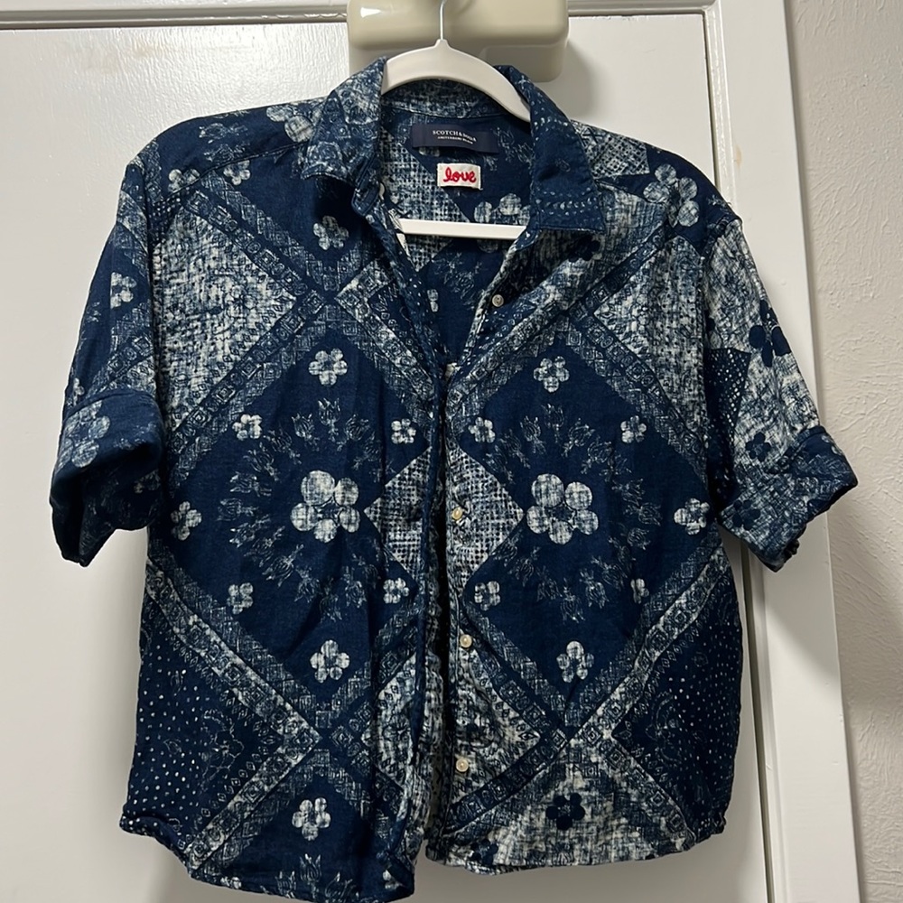 Blue Shirt - Flower Print - Scotch & Soda - Small